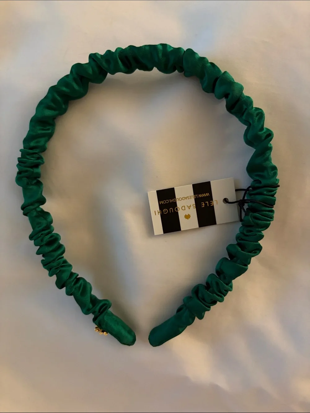 Lele Sadoughi Jessie Silk Headband in Evergreen NWT